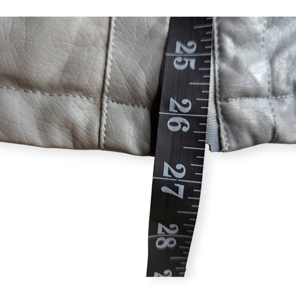 Last Kiss Faux Leather Chic Light Gray Belted Jacket Women's Size Large - Picture 14 of 14